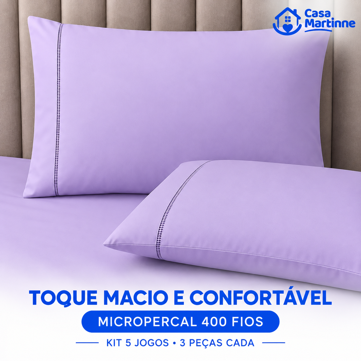 PAGUE 3 LEVE 5 — Kit 5 Jogos de Cama 3 Peças, Lençol 400 Fios com Elástico