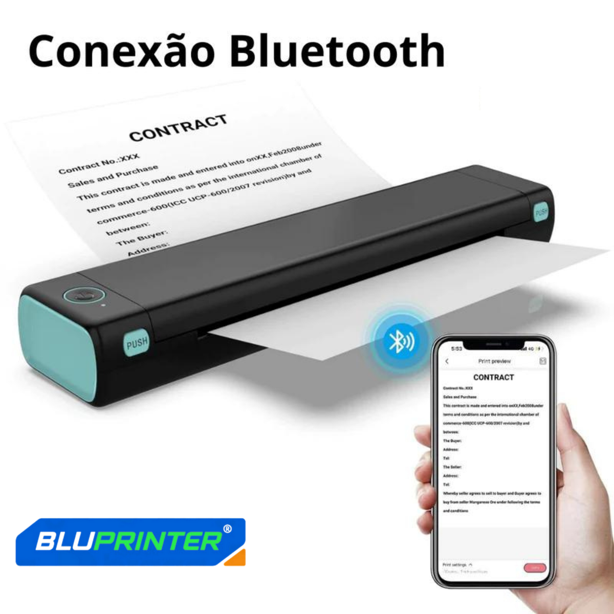 BluPrinter™ - Impressora Portátil + (Refil de Papel e Brinde Surpresa)